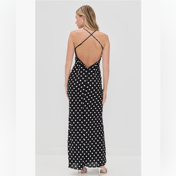 Runaway the Label Black and White Polka Dot Maxi Dress Valentines Day Dress S - Picture 6 of 16